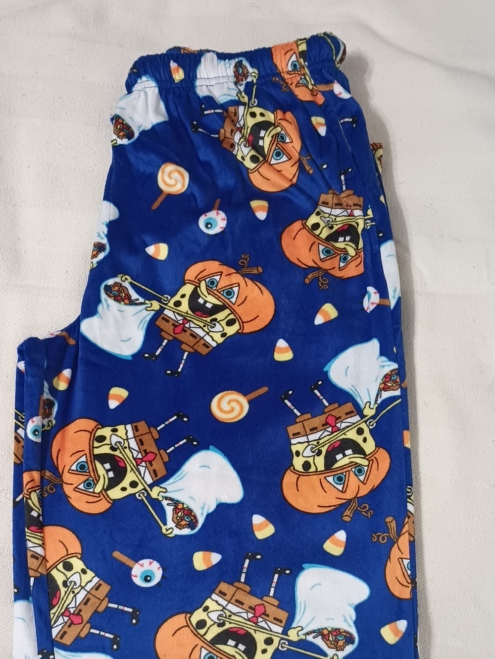 Blue Halloween Character Print Pajama Pants